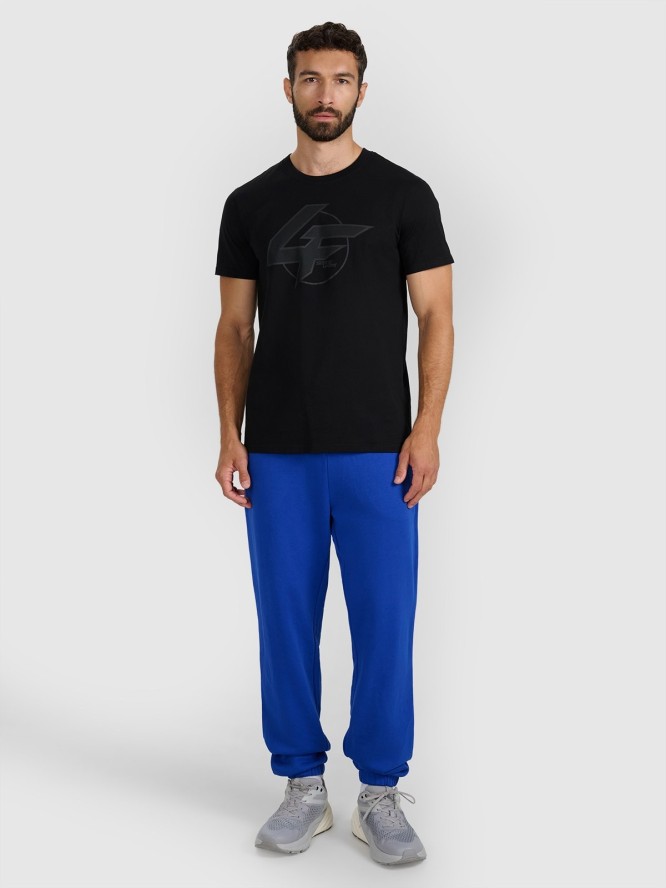 4F T-shirt regular z nadrukiem męski - czarny XL