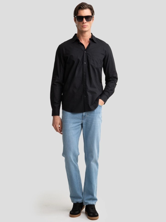 Koszula męska z tkaniny typu oxford czarna Trixi 906