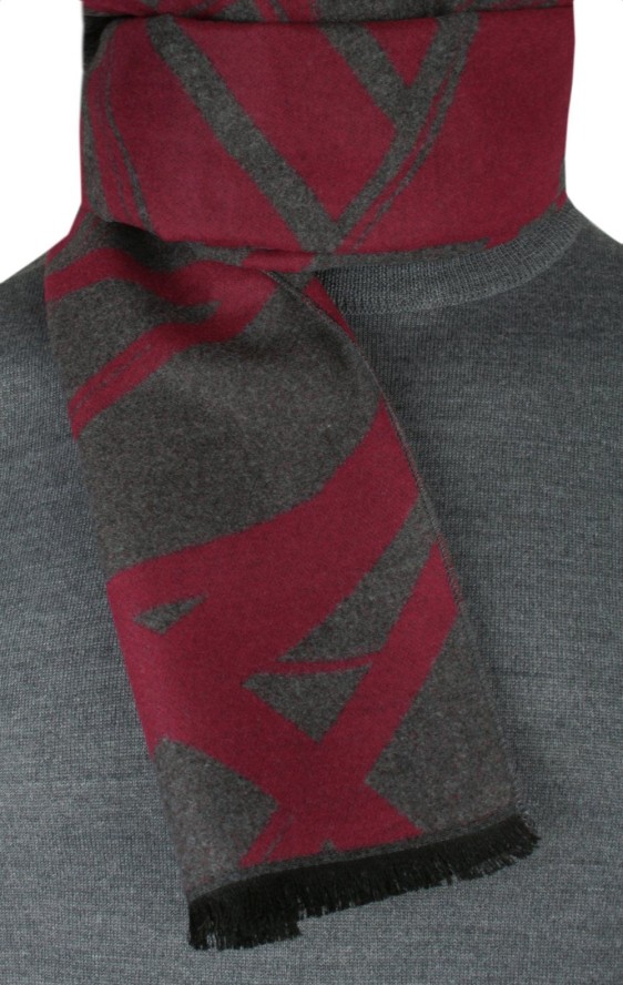 Męski Szalik z Wiskozy - Alties - Popiel z Bordem