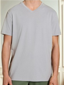 Koszulka z dekoltem w serek - szary