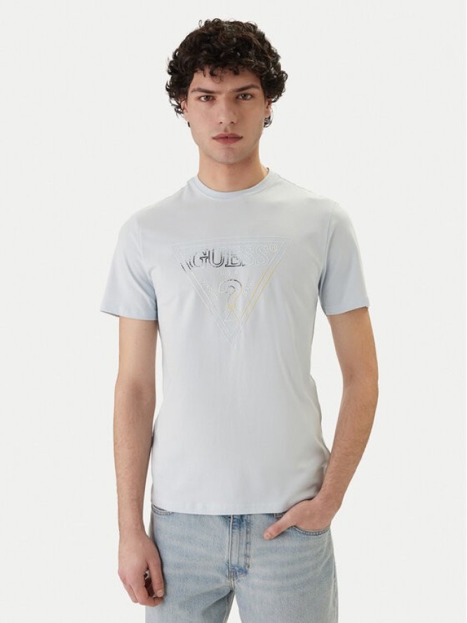Guess T-Shirt M6GI11 K2992 Błękitny Slim Fit