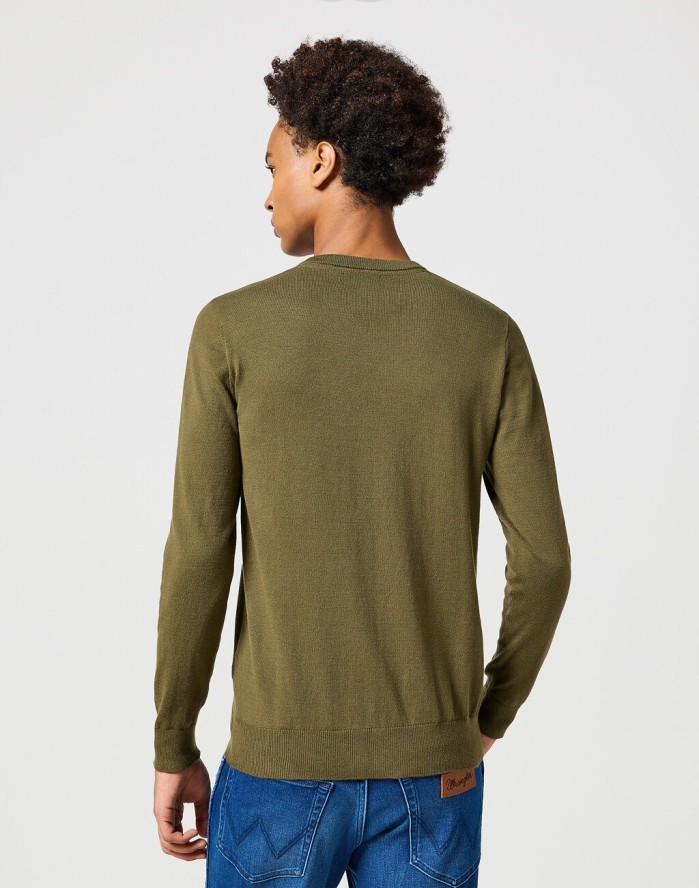 WRANGLER MĘSKI SWETER KNIT SWEATER IVY GREEN 112357202 W8F2016396