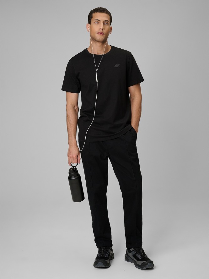 4F T-shirt regular gładki męski - czarny XXL