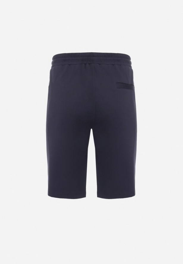 Granatowe Szorty Dresowe z Zasuwanymi Kieszeniami Elawn