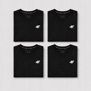 KOMPLET KOSZULEK MĘSKICH 4F ZESTAW 4PAK T-SHIRT S TTSHM3341 CZARNY