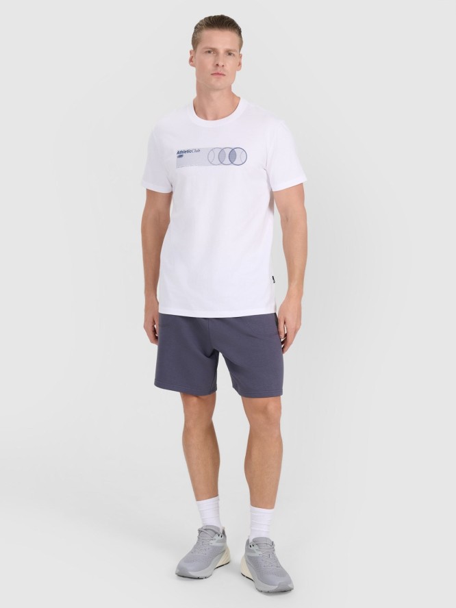 4F T-shirt regular z nadrukiem męski - biały XXL