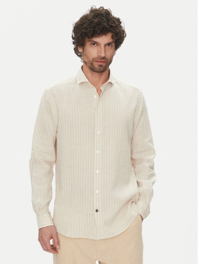 Hechter Paris Koszula 60357 151606 Beżowy Regular Fit