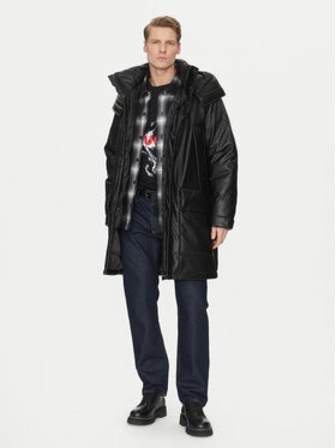 HUGO Kurtka z imitacji skóry Misian2441 50522494 Czarny Relaxed Fit