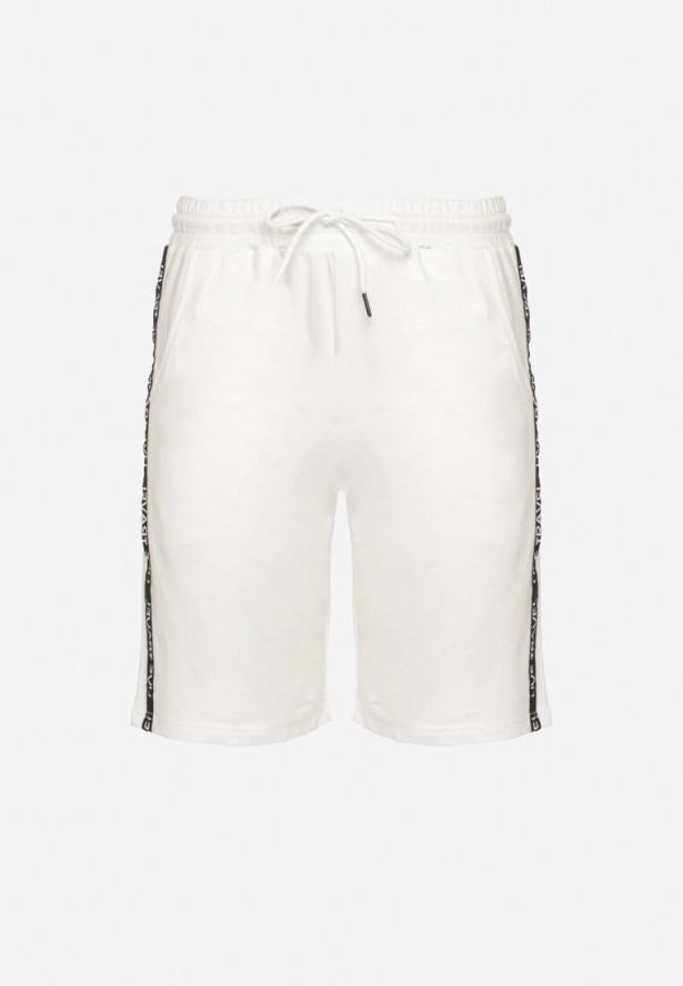 Białe Bawełniane Szorty Dresowe z Gumką w Pasie i Sznurkiem Jorpia