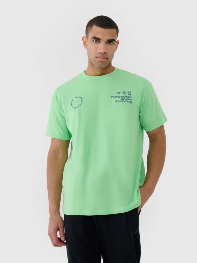 4F T-shirt oversize z nadrukiem męski - zielony XL