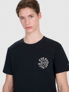 4F T-shirt regular z nadrukiem męski - czarny XL