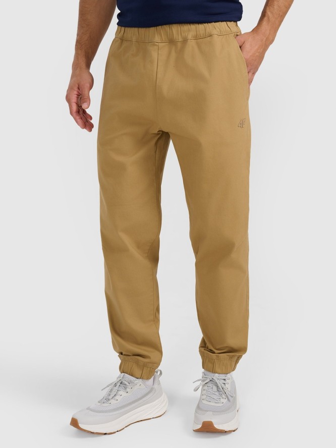4F Spodnie dresowe joggery męskie - beżowe XXL