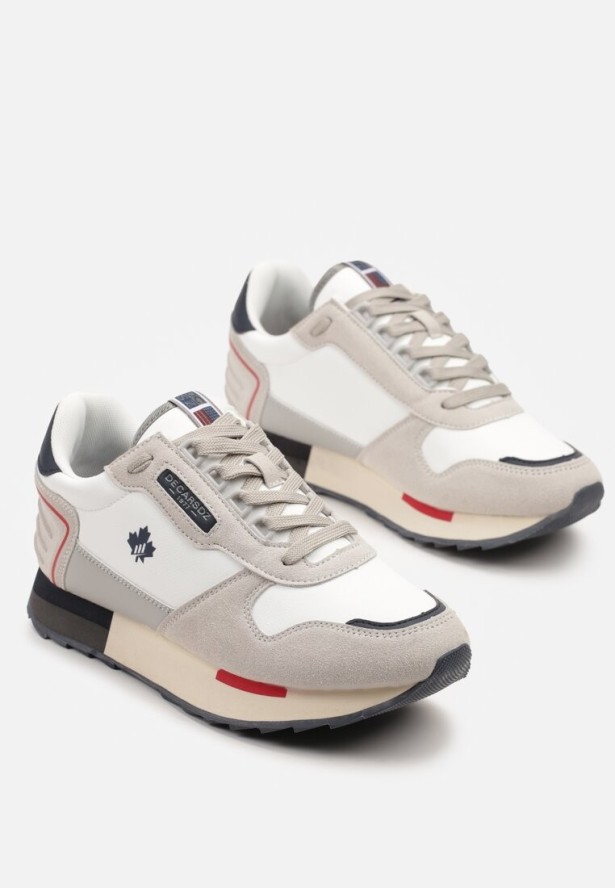 Białe Buty Sportowe Sneakersy z Ozdobnymi Wstawkami Vevilira