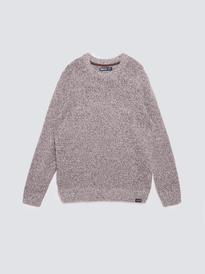 Sweter męski melanżowy brązowy Waltero 804