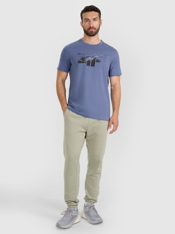 4F T-shirt regular z nadrukiem męski - granatowy M