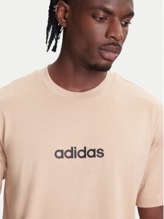 adidas T-Shirt Essentials Linear JX5709 Beżowy Regular Fit