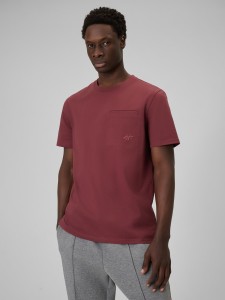 4F T-shirt regular gładki męski - burgundowy XXL