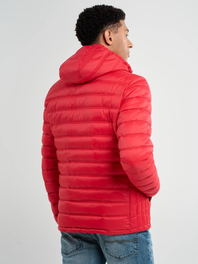 Kurtka męska pikowana z kapturem czerwona Acarf 603