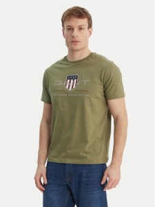 Gant T-Shirt Archive Shield 2003199 Zielony Regular Fit