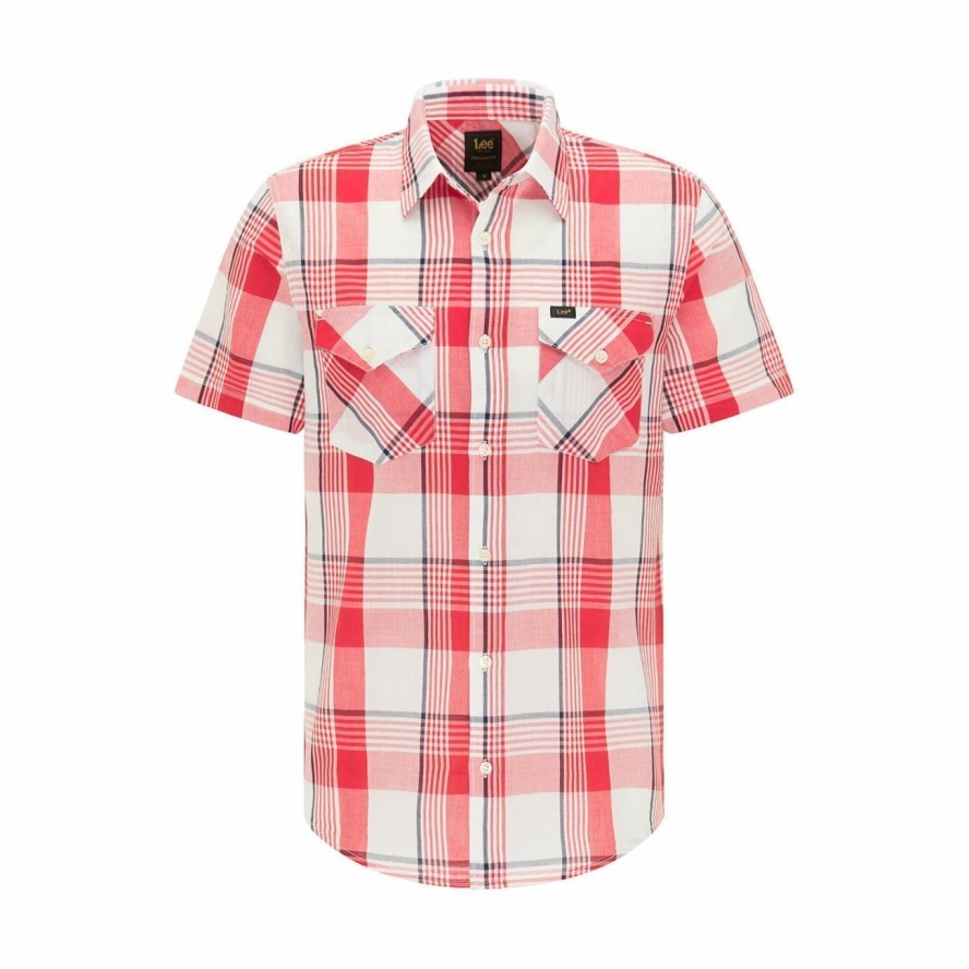 LEE SS REGULAR SHIRT MĘSKA KOSZULA MATERIAŁOWA CORE RED L66VMFMN 112116674