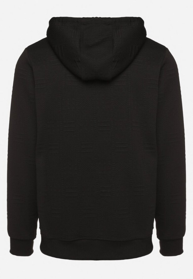 Czarna Rozpinana Bluza z Bawełną i Kapturem i Ozdobnymi Sznurkami Bialise