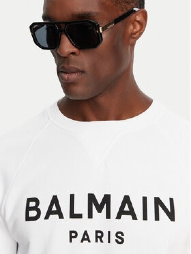 Balmain Bluza DH1JQ005BB65 Biały Regular Fit