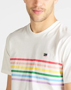 LEE PRIDE STRIPE TEE MĘSKI T-SHIRT LOGO KOSZULKA Z KRÓTKIM RĘKAWEM WHITE CANVAS L62UFERR 112114860