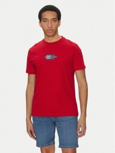 Tommy Hilfiger T-Shirt Flag Box MW0MW38636 Czerwony Regular Fit