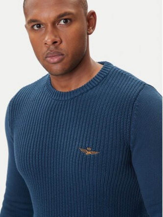 Aeronautica Militare Sweter 252MA1571UL00409 Niebieski Slim Fit