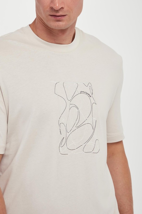T-shirt męski z haftem ARMANI EXCHANGE