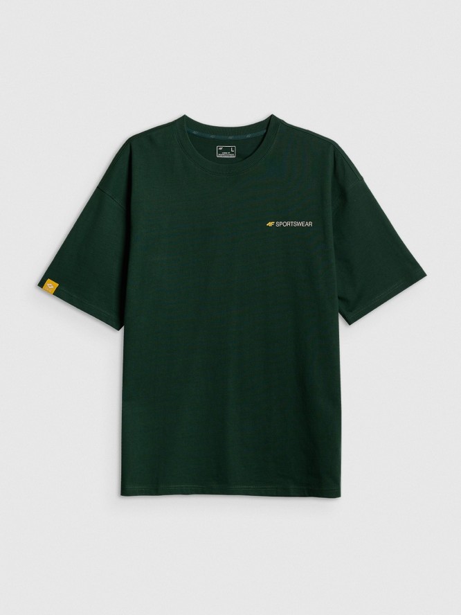 4F T-shirt loose z nadrukiem męski - zielony XL