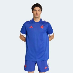 Koszulka do rugby replika ADIDAS XV de France 25/26 na rozgrzewkę