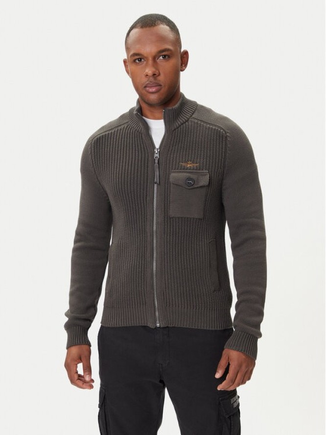 Aeronautica Militare Kardigan 252MA1565UL00409 Szary Regular Fit