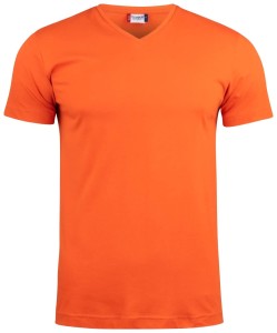 clique Basic-T V-neck T-shirt z dekoltem w serek, dopasowany krój – blood orange
