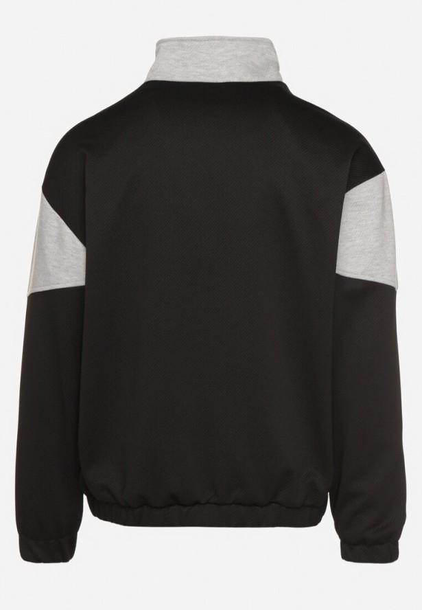 Szaro-Czarna Kurtka Ozdobiona Napisem Fonilia