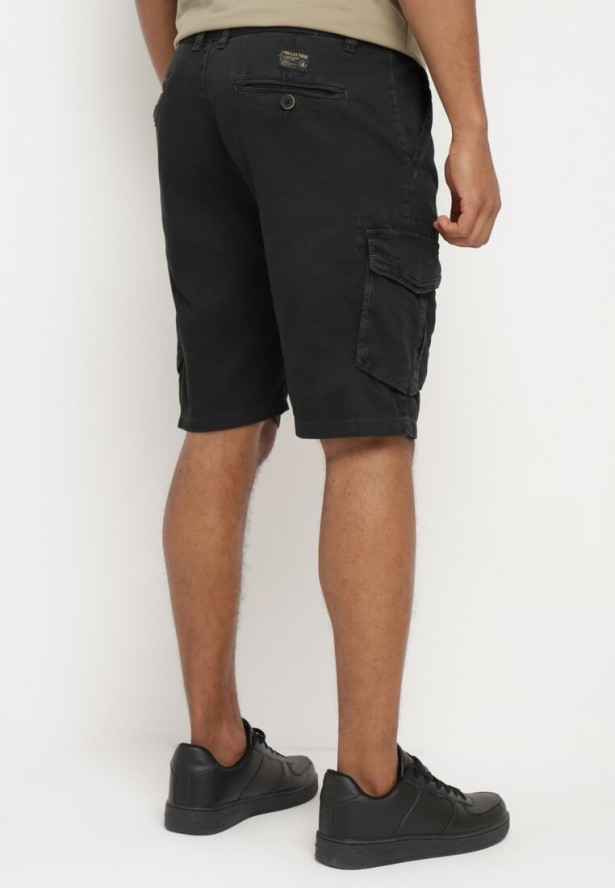 Ciemnoszare Bawełniane Szorty Klasyczne z Wysokim Stanem Ivoolia