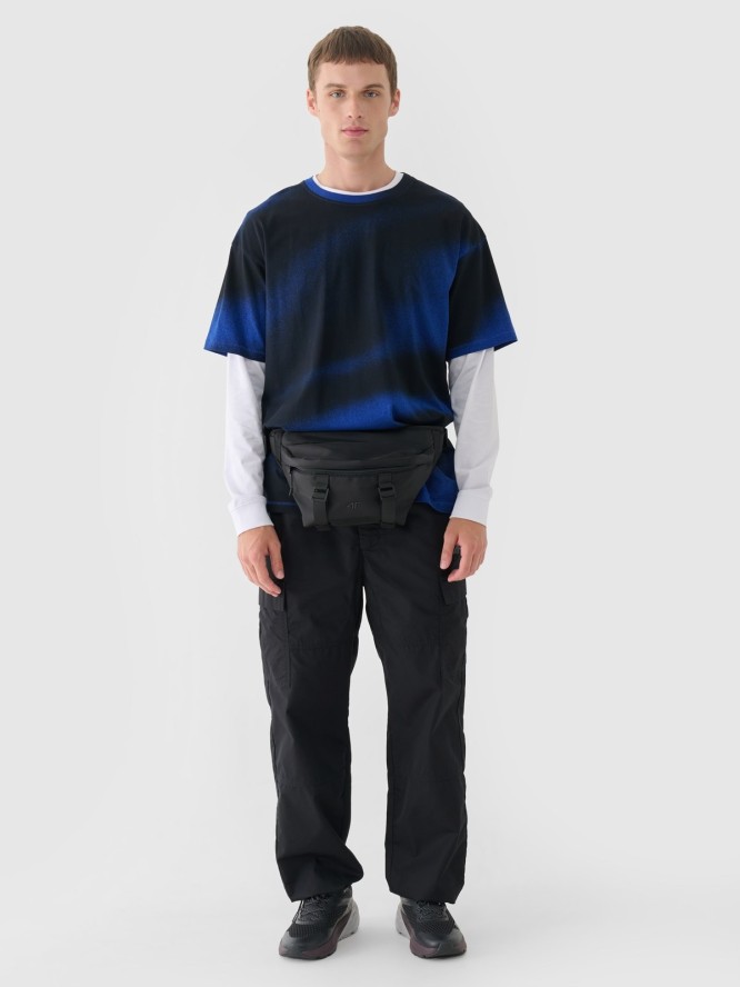 4F T-shirt oversize z nadrukiem męski - niebieski S