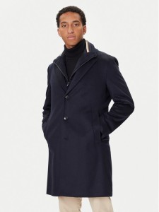 BOSS Płaszcz wełniany H-Jared 50551085 Granatowy Regular Fit
