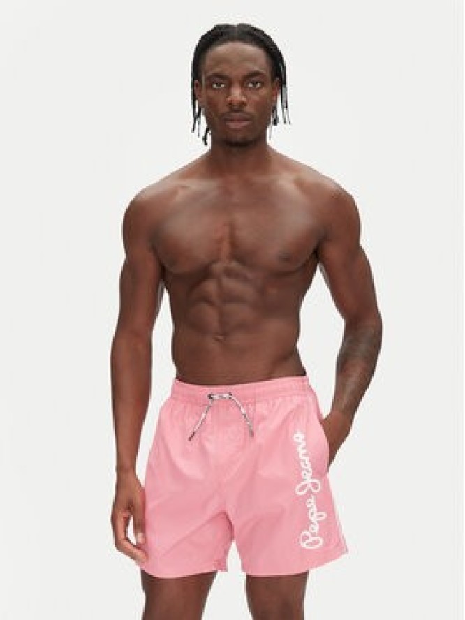 Pepe Jeans Szorty kąpielowe Logo PMB10419 Różowy Regular Fit