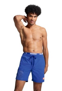 Kąpielówki męskie Puma, Utility Mid Shorts, Benjamin Blue