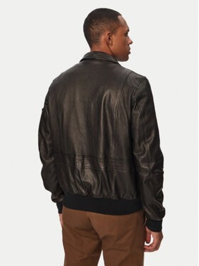 Aeronautica Militare Kurtka skórzana 261PN5057U100839 Czarny Regular Fit