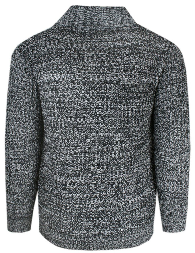 Dziergany Kardigan, Sweter Zapinany na Guziki - BRAVE SOUL - Czarny Melanż