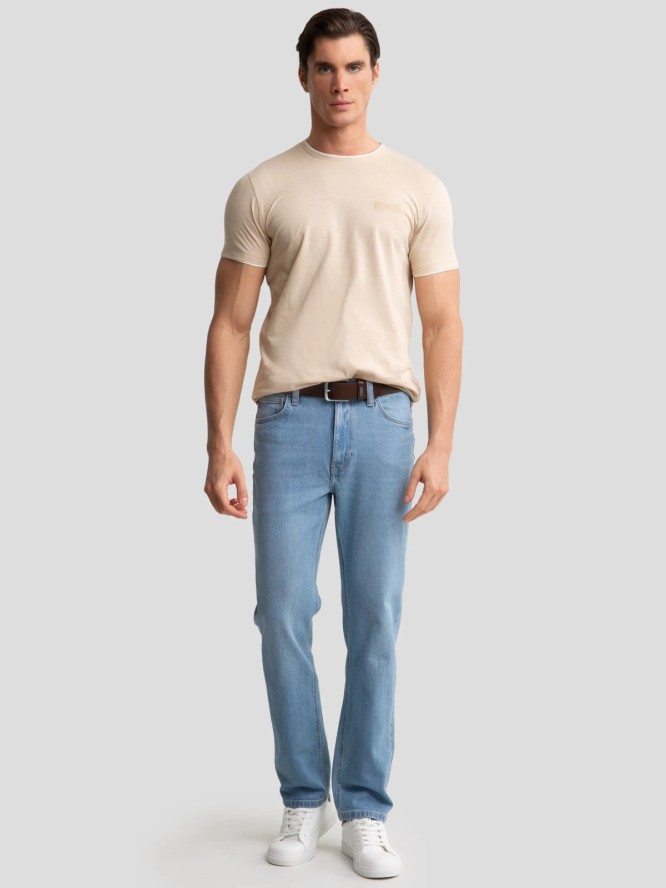 Jeansy męskie z prostą nogawką jasnoniebieskie Toros 171