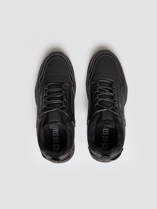 Sneakersy męskie ze skóry ekologicznej czarne OO174584 906