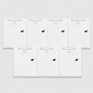 KOMPLET KOSZULEK MĘSKICH 4F ZESTAW 7 SZTUK T-SHIRT XXL TTSHM3341 BIAŁY