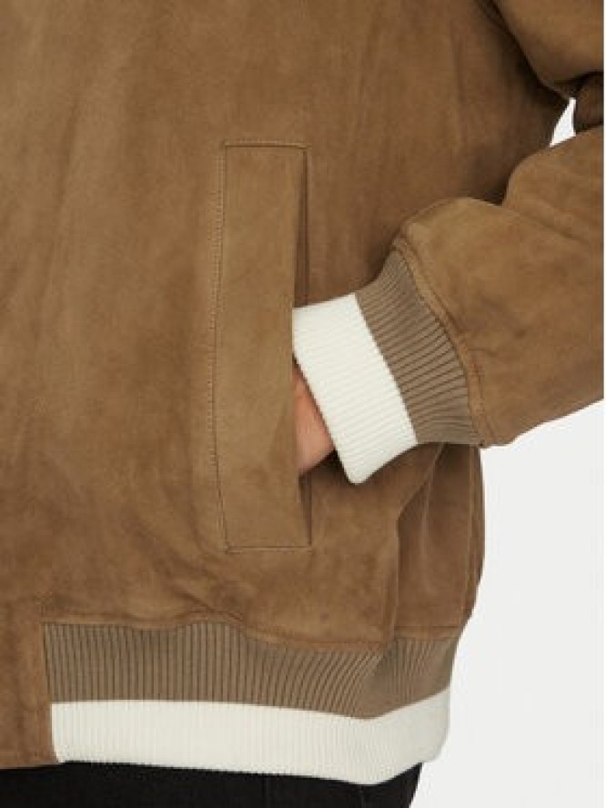 HUGO Kurtka skórzana Ledam 50534326 Beżowy Relaxed Fit