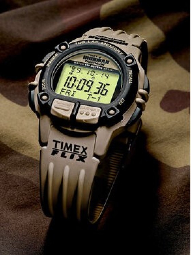 Timex Zegarek Ironman Flix 100 Lap TW5M63100 Beżowy