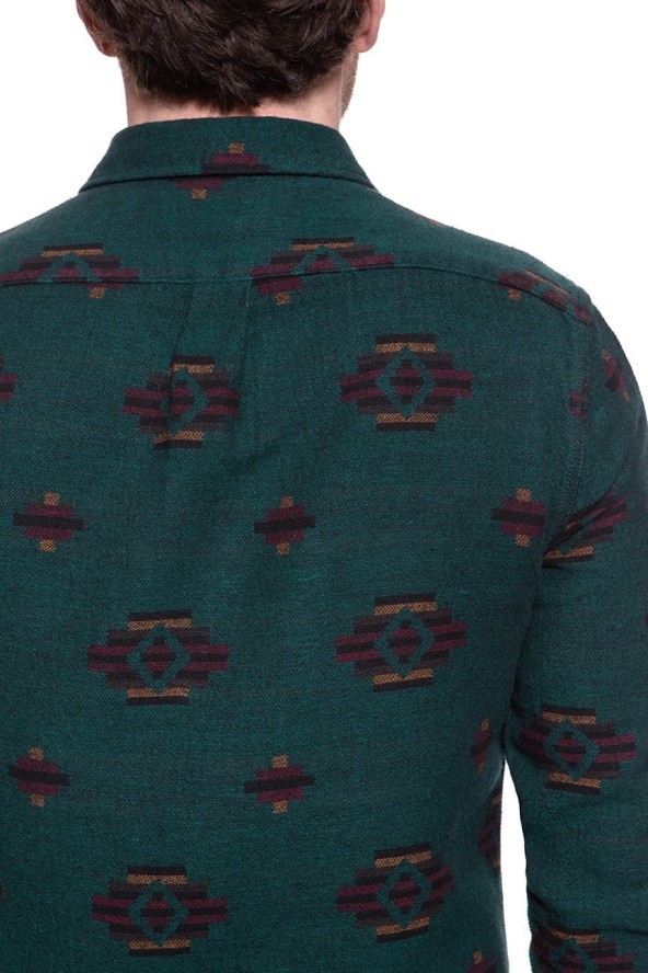 WRANGLER LS 1PKT FLAP SHIRT PINE W5A4BBG01 112130041