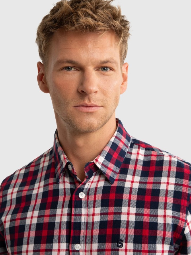 Koszula męska flanelowa w kratę czerwona Czeris 603