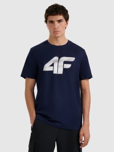 4F T-shirt regular z nadrukiem męski - granatowy M